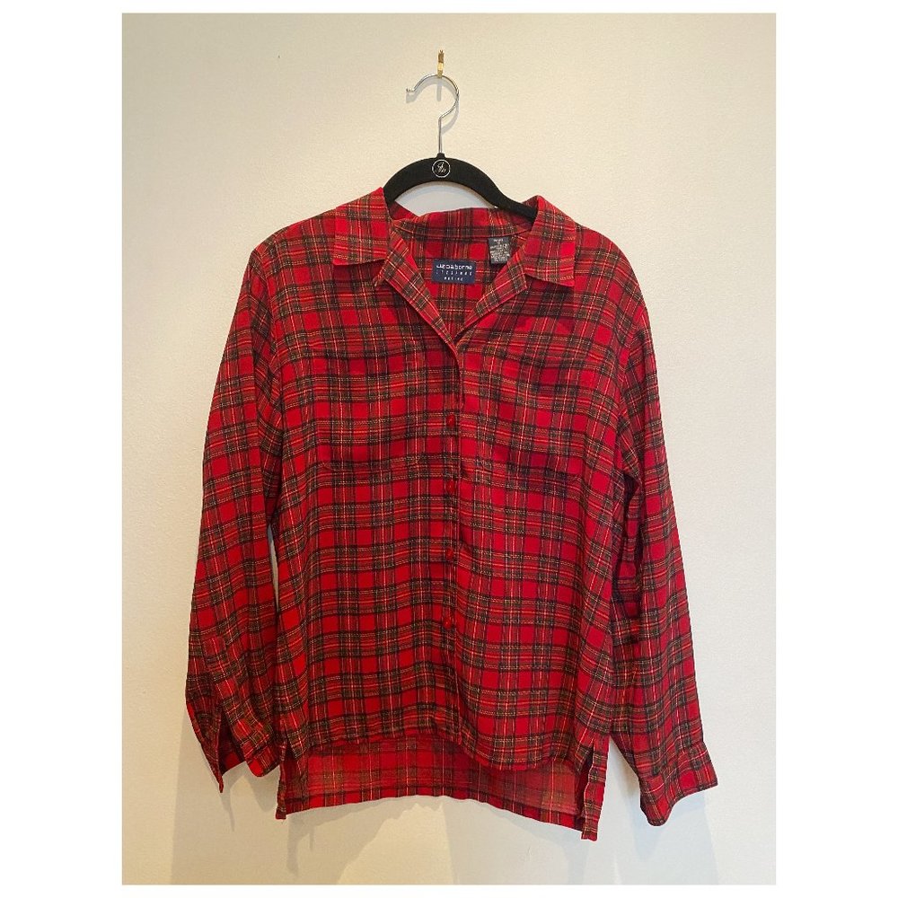 Vintage Liz Clairborne Lizsport Petite Sheer Plaid Top | Size S